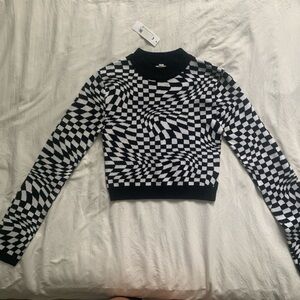 Checkered knit sweater top
